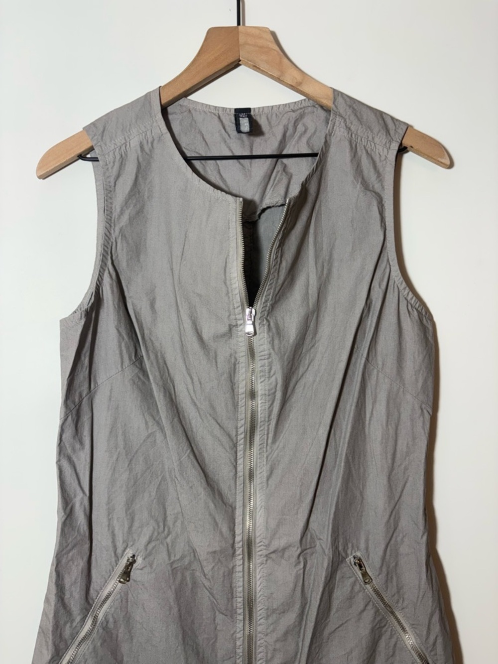 Inizio Onz Italy Zip Up Sleeveless Mini Dress Sz M Gray Lagenlook - Picture 3 of 7